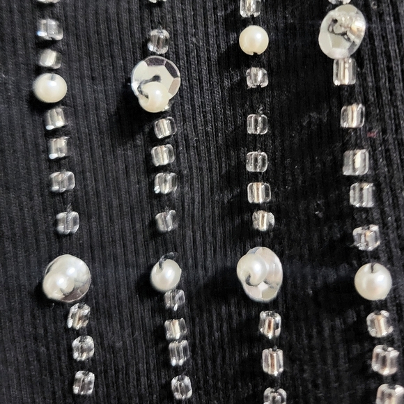 Lizette Collection Black Fitted Tank Top with Embellished Stripes - Picture 3 of 6